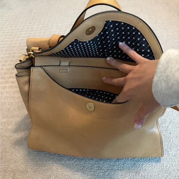 Kate Spade Saturday Tan Leather Large Satchel with Metal Hardware. EUC - Picture 6 of 12